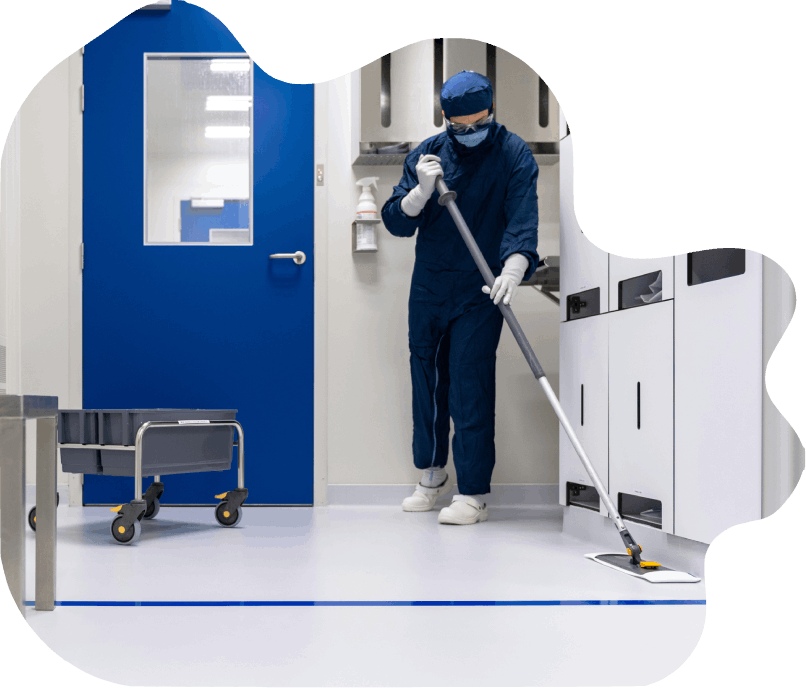 Bodenreinigung in einem Flur